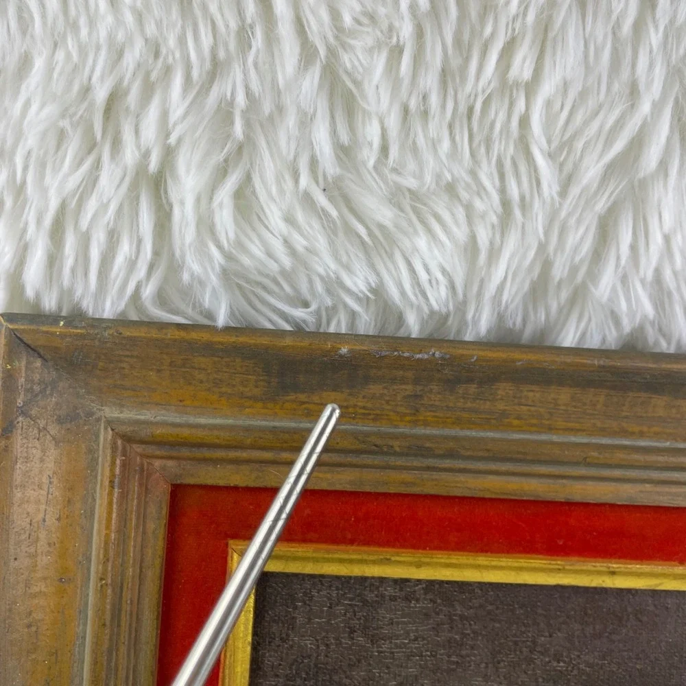 Antique French Still Life Oil Painting Red Apple Gold Frame Red Velvet Mat - Picture 5 of 16